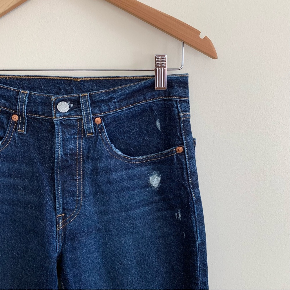 Classic High-Rise Straight Jeans in Dark Blue - Picture 4 of 7